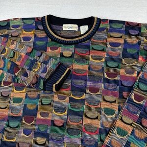 TravelSmith Sweater Mens Size L Multicolor Geometric Knit Crew Neck Pullover